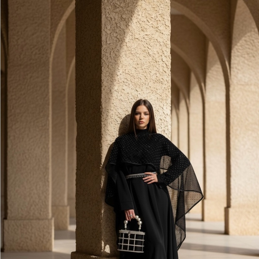Sophisticated Black Maxi Dress with Sheer Overlay